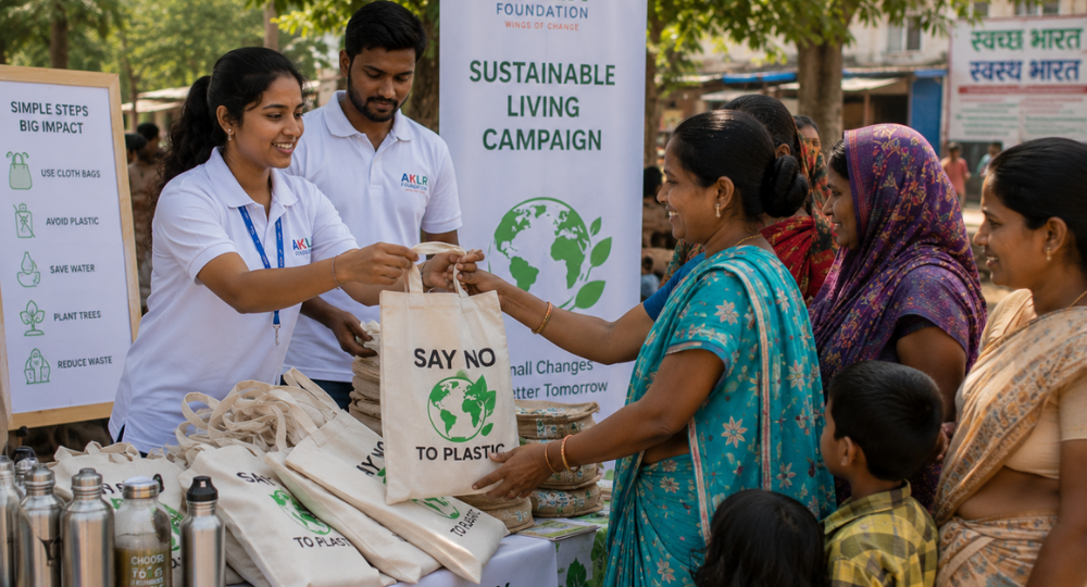 Cloth bag distribution and eco-friendly products awareness